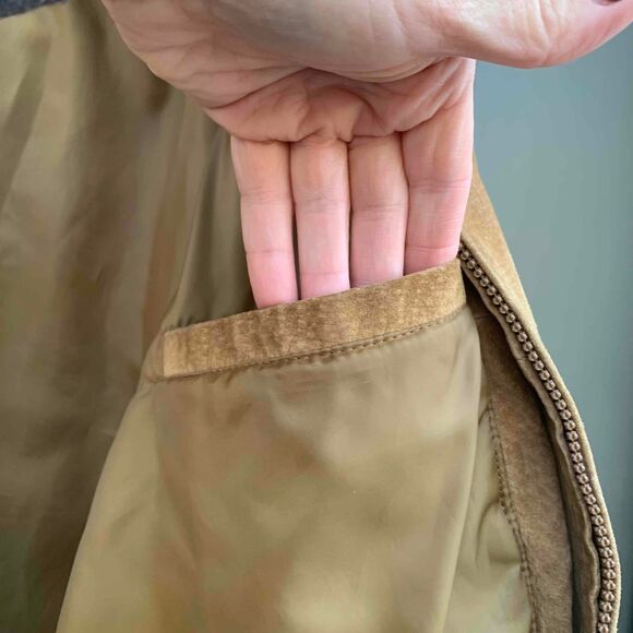 Vintage Reed Sportswear Camel Suede Bomber Jacket Vintage Ribbed Cuffs Hem Large - Picture 7 of 7